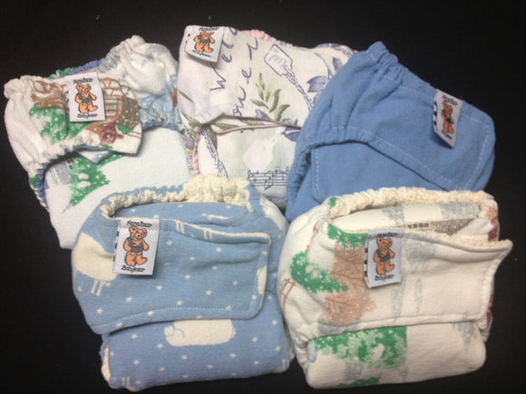 Set of 5 MamaBear - Prefold/Fitted Hybrid One Size Fits All Quick Dry Diaper - Upcycled Materials
