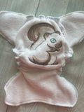 MamaBear Embroidered Quick Dry Newborn/Preemie Diaper Cover, AIO, AI2 - Fluffy Big-Eyed Animals