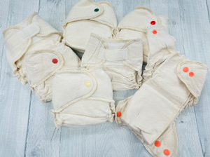 MamaBear Quick Dry Newborn/Preemie Fitted Diaper - Natural Cotton Flannel, Organic Bamboo Fleece or Velour - You choose closure