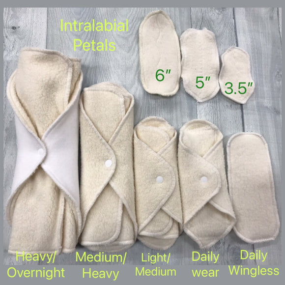 Individual LadyWear Quick-Dry cloth menstrual pads - Natural Undyed Cotton Sherpa