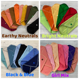 MamaBear LadyWear Quick-Dry cloth menstrual pads - Dailywear Pantiliners - COTTON FLANNEL SOLIDS