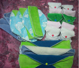 Set of 18 MamaBear LadyWear Quick-Dry cloth menstrual pads - COTTON VELOUR - Heavy, Medium & Light Flow