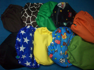 MamaBear Waterproof Diaper Cover, Wrap One Size Fits Most - Set of 10 Mixed Prints and Solids