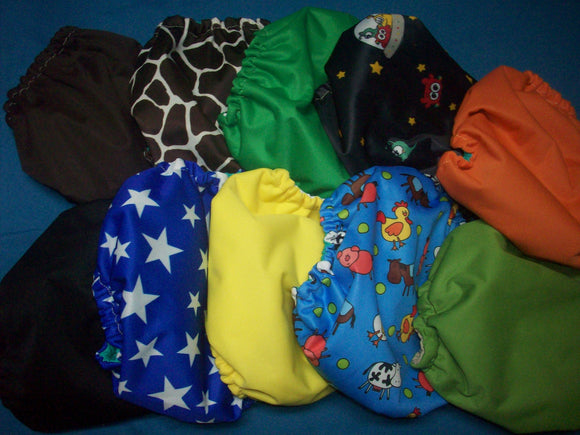 MamaBear Waterproof Diaper Cover, Wrap One Size Fits Most - Set of 10 Mixed Prints and Solids